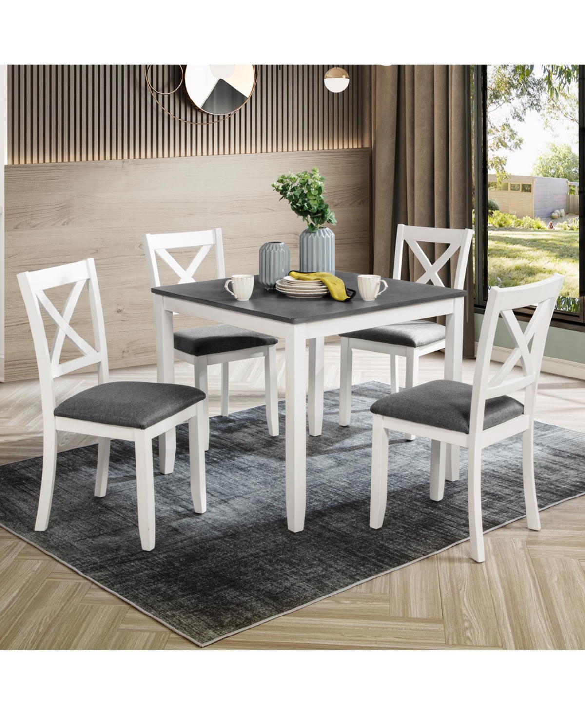 Casainc 5 Piece Modern Dining Table Set with 4 Chairs for Small Kitchen or Dining Room
