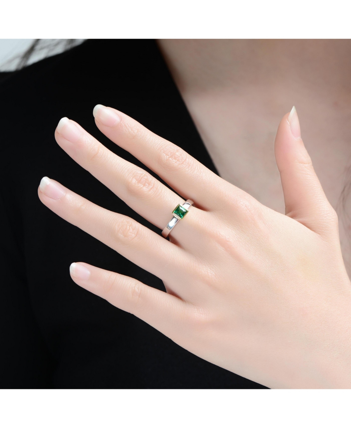 Rachel Glauber Two Tone with Colored Cubic Zirconia Ring