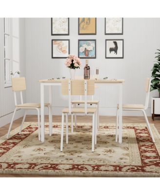 5 Piece Dining Table Set with 4 Chairs, Metal Frame Kitchen Table for Small Space