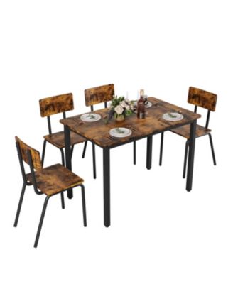 5 Piece Dining Table Set with 4 Chairs, Metal Frame Kitchen Table for Small Space