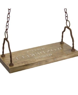 Rustic Wood Garden Swing With Iron Handles for Patio or Yard