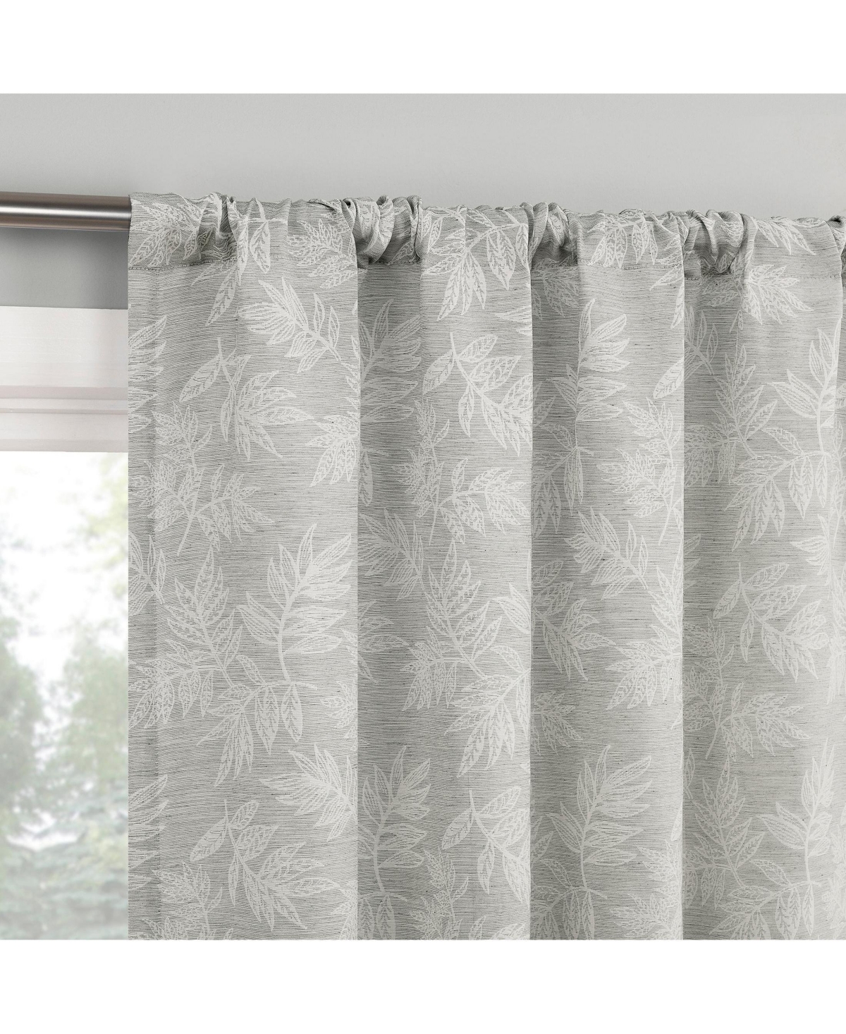 No. 918 Kacey Woven Jacquard Leaf Semi-Sheer Rod Pocket Curtain Panel