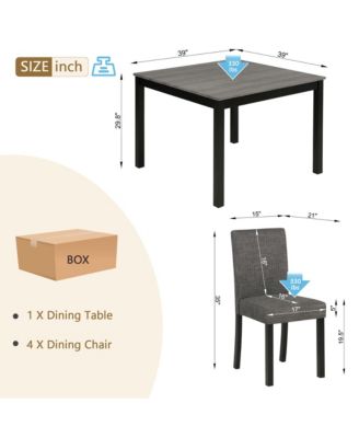 5 Piece Wooden Dining Table Set with 4 Chairs for Kitchen or Dining Room