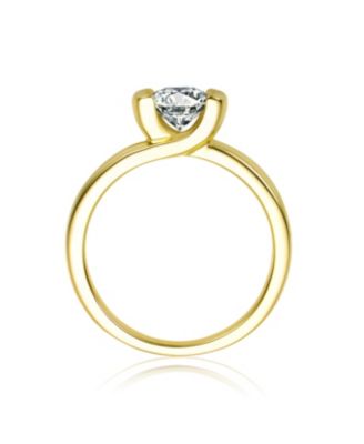 14k Gold Plated with Clear Cubic Zirconia Solitaire Ring
