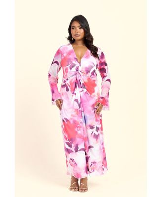 Women's Floral Twist Front Midi Dress