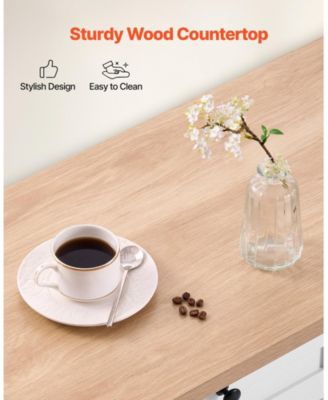 Kitchen Island Cart with Rolling Storage Cabinet Table Drawer and Drop Leaf