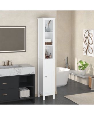 66.92 in Slim Tall Bathroom Cabinet with Adjustable Shelves and 1 Door