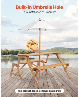 2-in-1 Transforming Wooden Picnic Table and Bench Set for Outdoor Use
