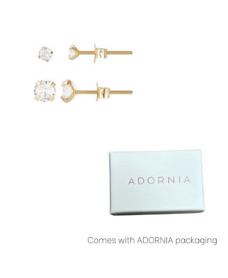 Gold Vermeil Sterling Silver Solitaire Stud Earrings Set