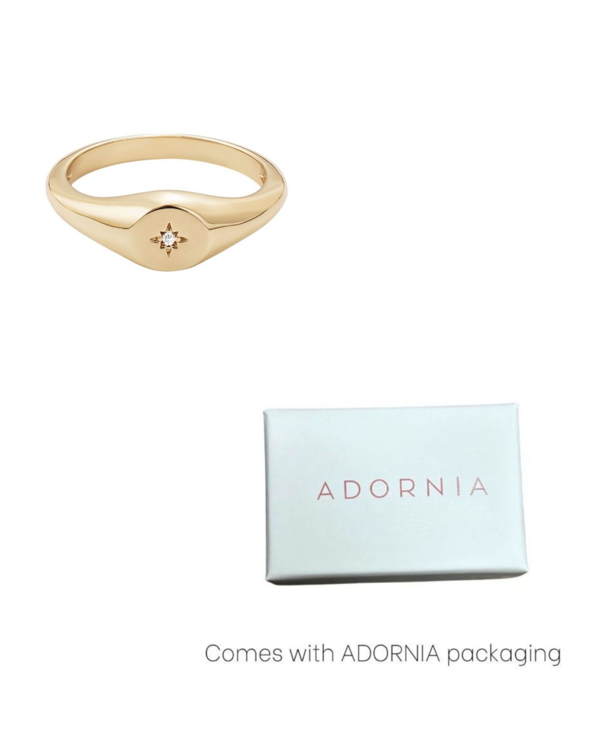Adornia Gold Cubic Zirconia Starbust Signet Pinky Ring In Gold
