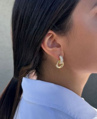 Tarnish Resistant Gold Plated Crystal Doorknocker Earrings