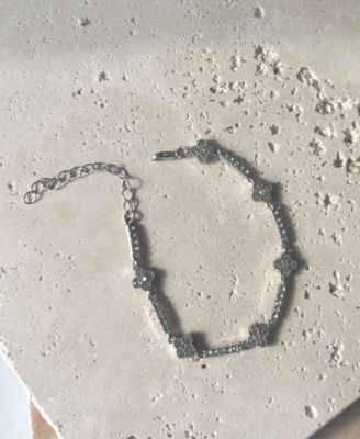 Silver Plated Crystal Clover Tennis Bracelet