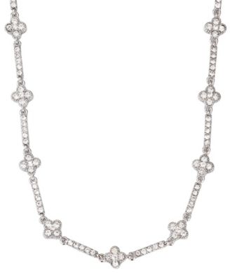 Silver Crystal Clover Tennis Necklace