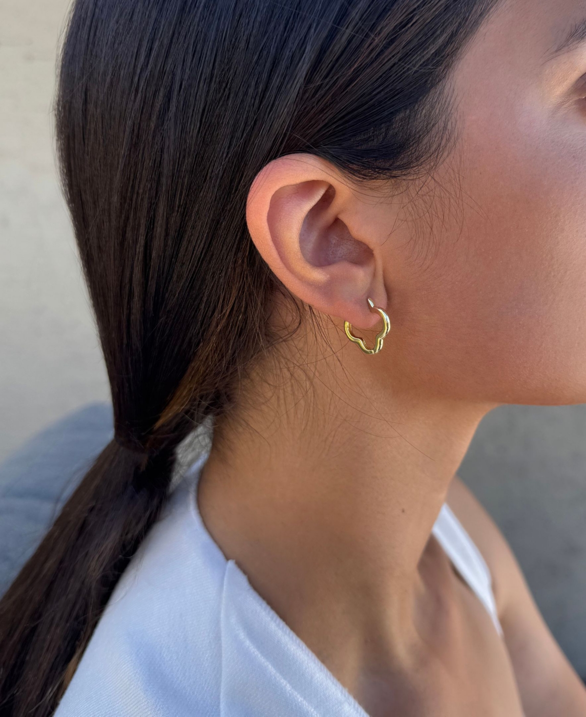 Adornia Gold Plated Clover Hoop Earrings