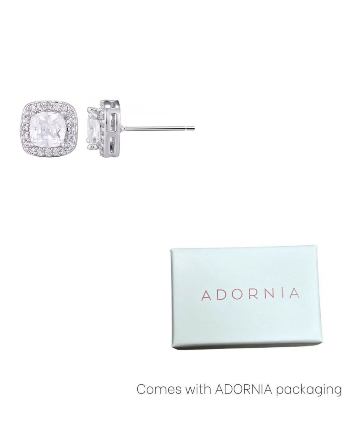 Adornia Silver Cubic Zirconia Cushion Halo Stud Earrings In Metallic