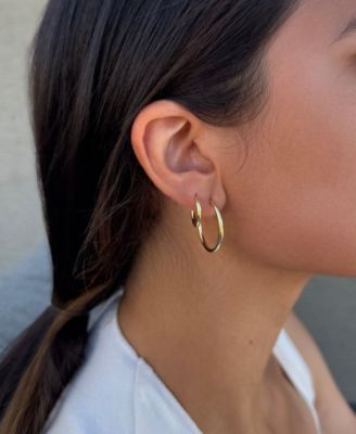 Gold Plated Endless Hoop Earrings Set