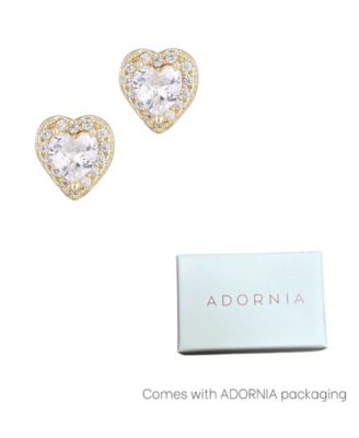 Gold Plated Cubic Zirconia Heart Halo Stud Earrings
