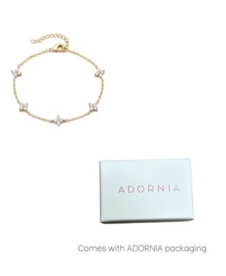 Gold Plated Cubic Zirconia Flower Station Bracelet