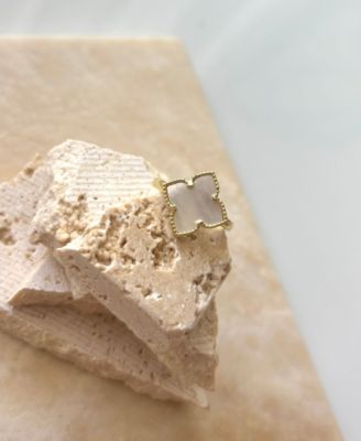 Gold Plated White Mother of Pearl Flower Ring