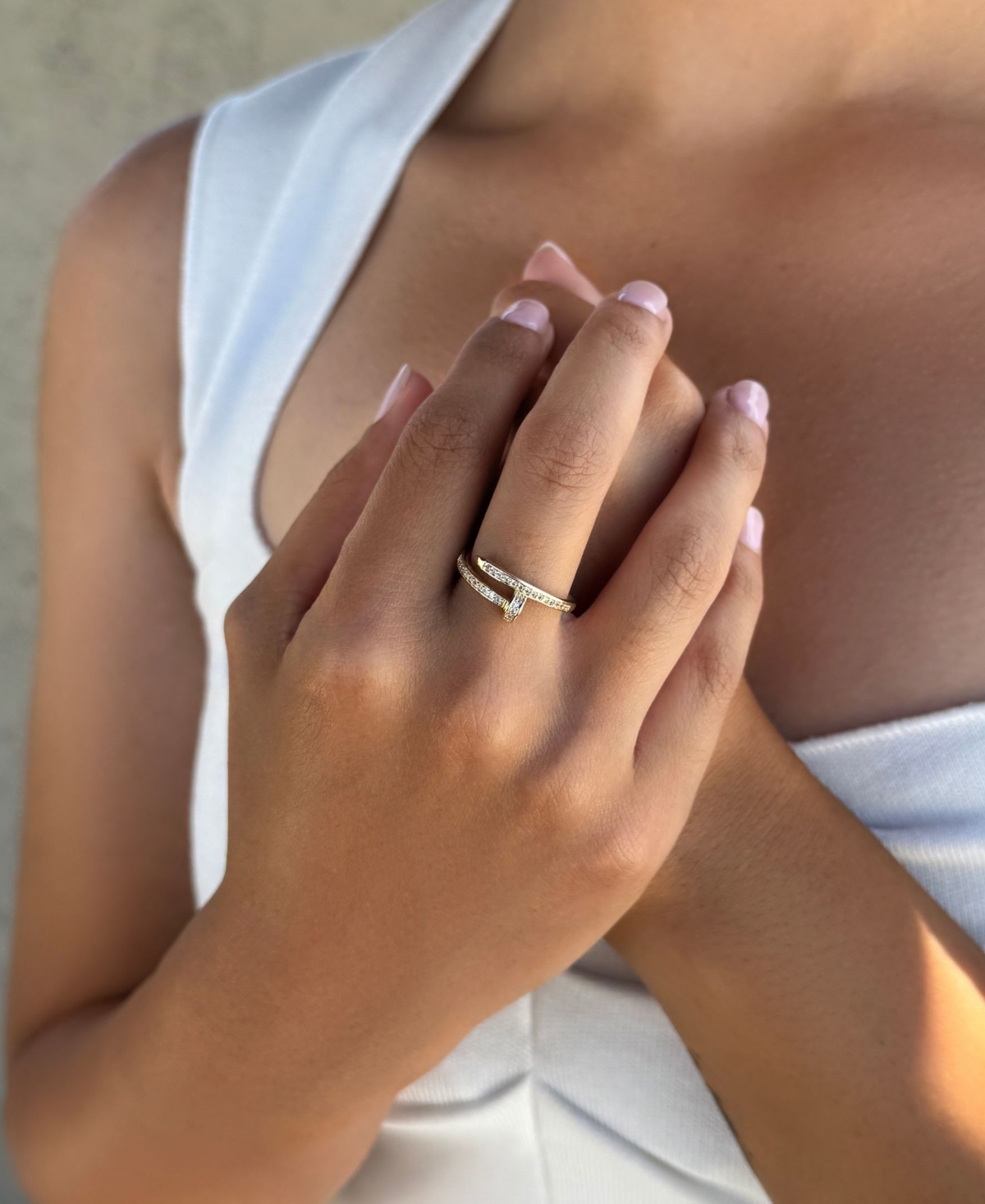Adornia Gold Cubic Zirconia Nail Ring