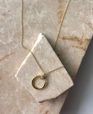 Gold Cubic Zirconia Curved Nail Ring Necklace