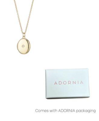 Gold Cubic Zirconia Oval Locket Starburst Necklace