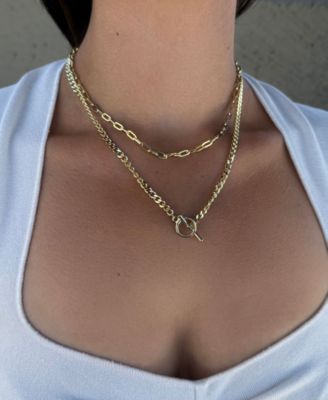 Gold Toggle and Paperclip Set of Two Necklaces