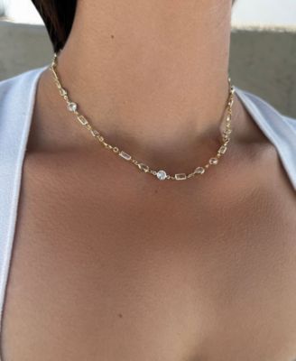 Gold Plated Crystal Mixed Shape Necklace