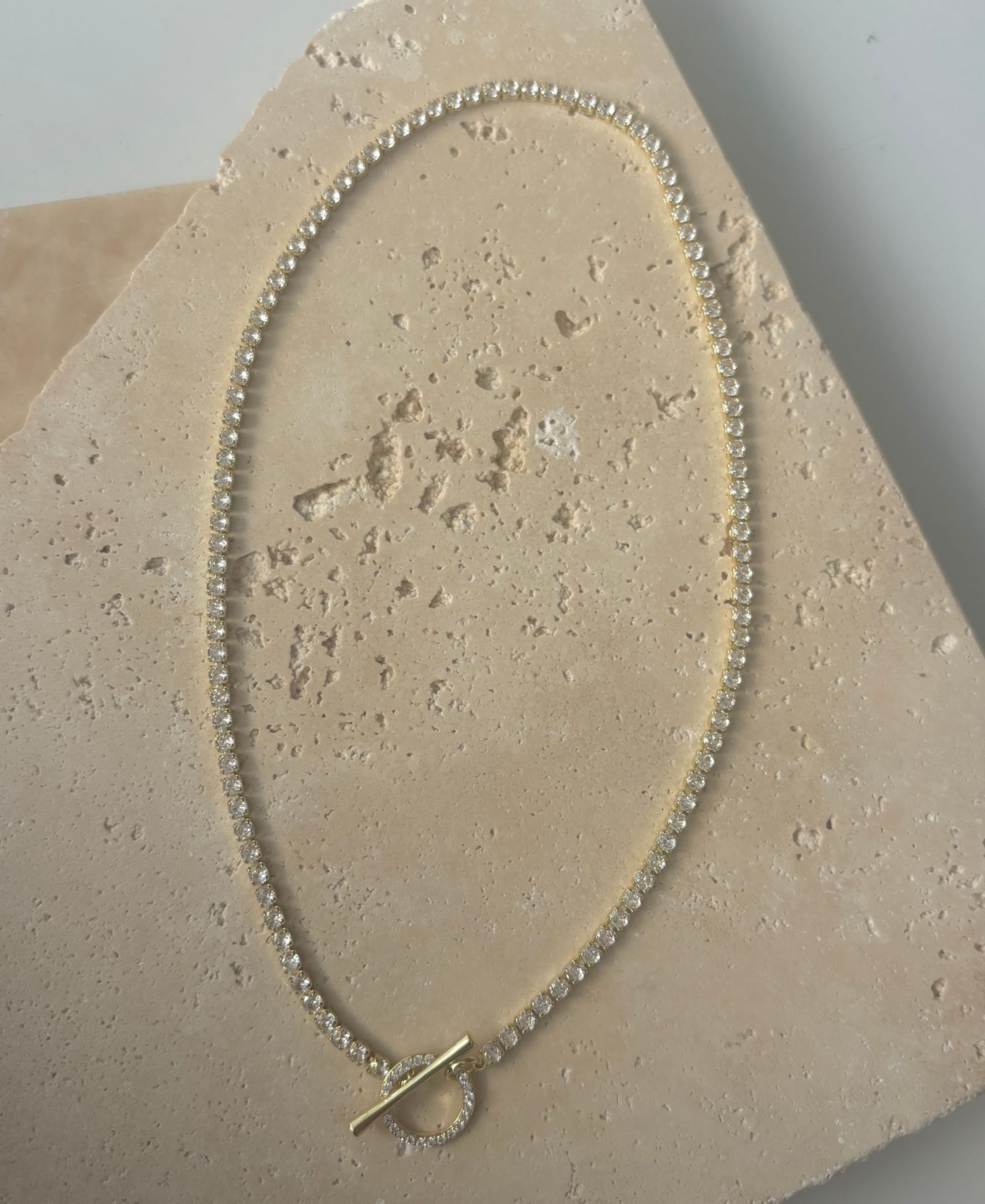 Adornia Gold Crystal Toggle Tennis Necklace In Gold