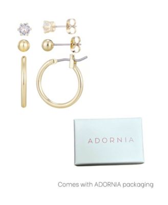 Gold Plated Hoop, Solitaire and Ball Stud Set