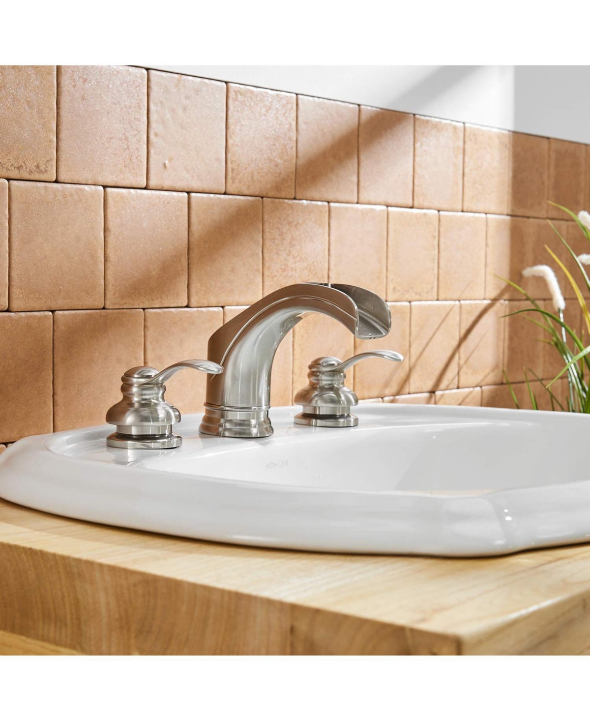 Greenspring 8 in. Waterfall Widespread 2-Handle Bathroom Faucet In Brushed Nickel