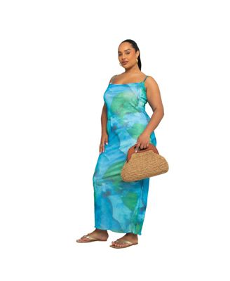 Women's Curve Strappy Abstract Print Maxi Dress