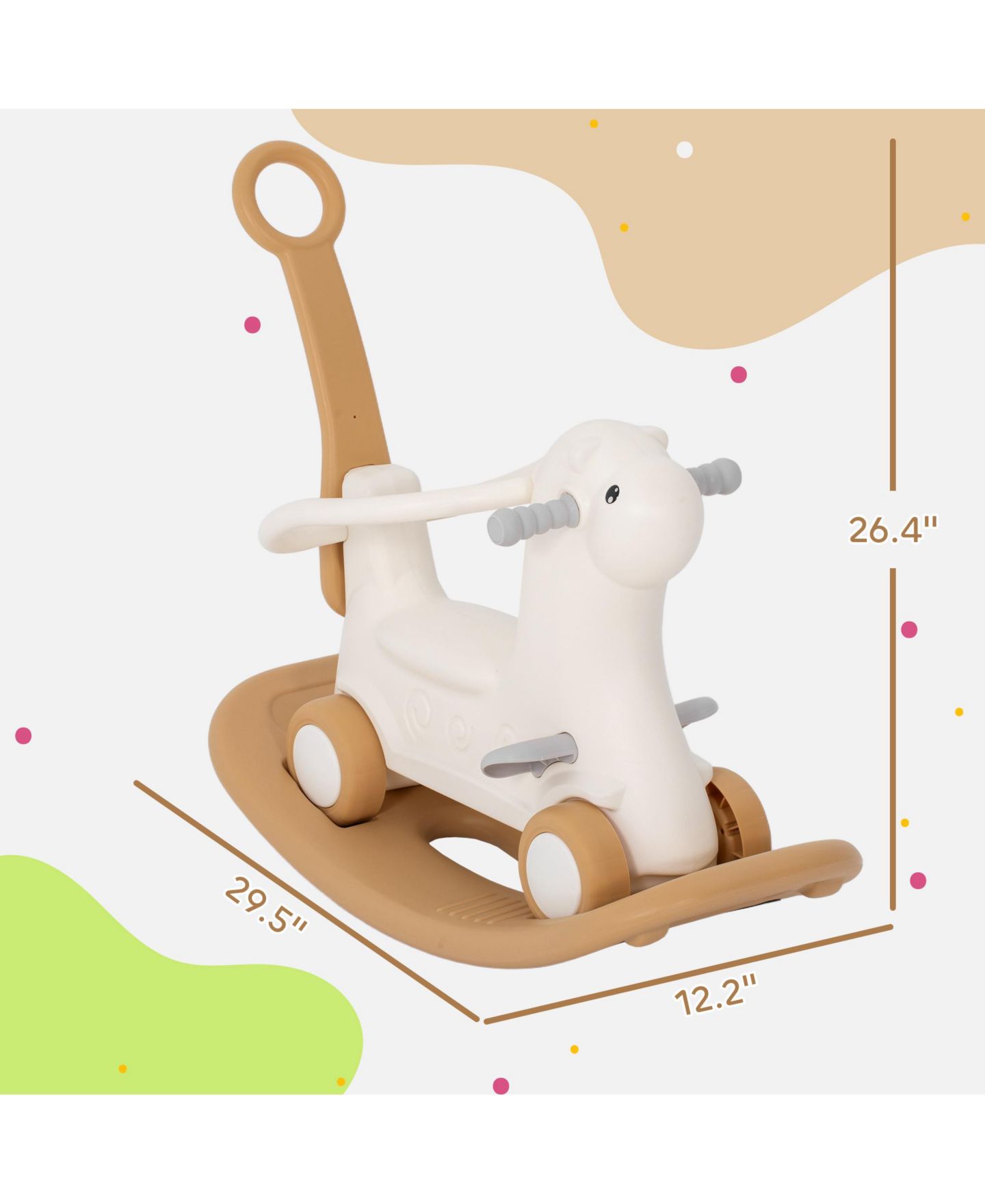 Детская игрушка Qaba 4-in-1 Rocking Horse with Detachable Balance Board, Ages 1-3, цвет: Коричневый — фото 3