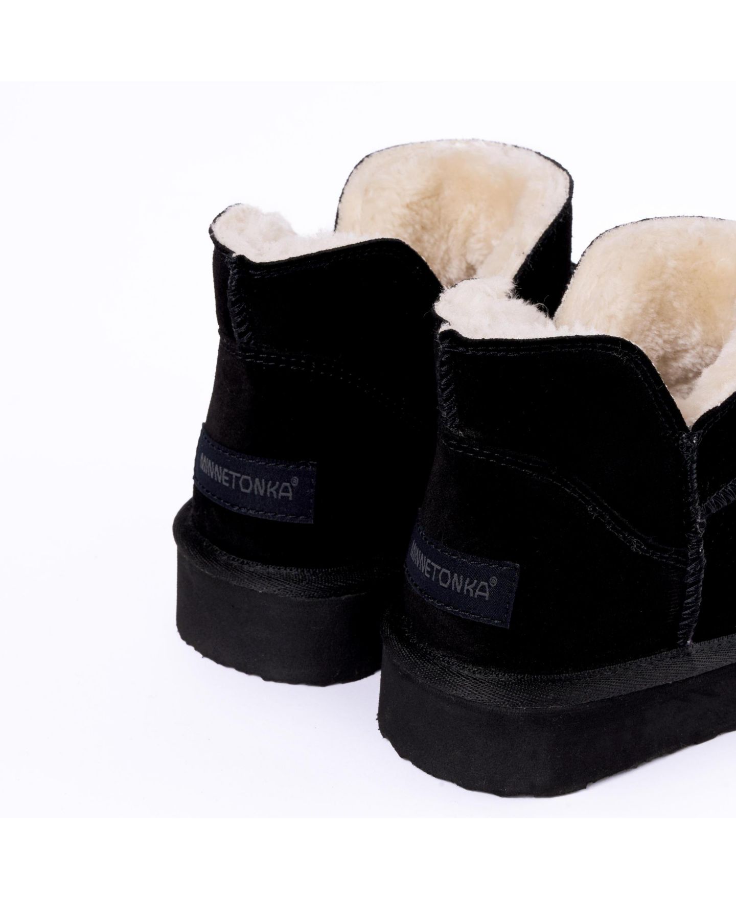 Женские ботинки Minnetonka Mavie Suede Slipper Ankle Booties, цвет: Чёрный — фото 5