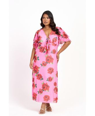 Women's Flutter Sleeve Tie Front Midi Dress