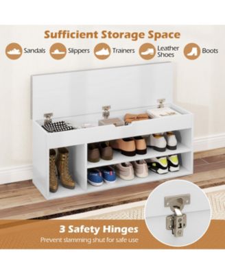 Shoe Bench Home Entryway Shoes Storage Bench w/ Padded Seat & Hidden Storage