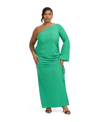 Women's One Shoulder Flare Sleeve Maxi Dress