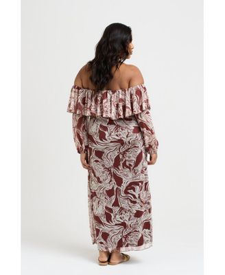 Women's Curve Ruffle Bardot Midaxi Dress