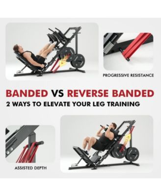 Leg Press Hack Squat Machine Combo, Leg Press Machines for Home Gym with Linear Bearing, Hack Squat Machine with Rear and Front Band Pegs, Leg Machine for Full Range Leg Training