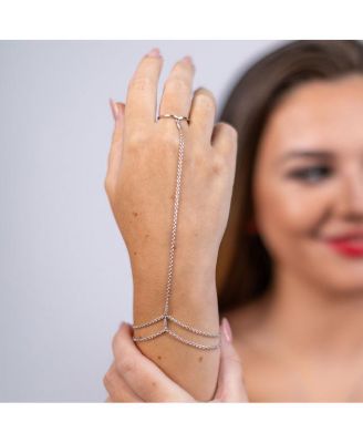 Skinny Drip Hand Chain with White Topaz