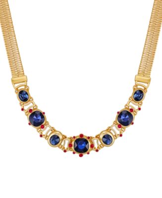 GUESS Glass Stone Gold-Tone Necklace - Macy's 