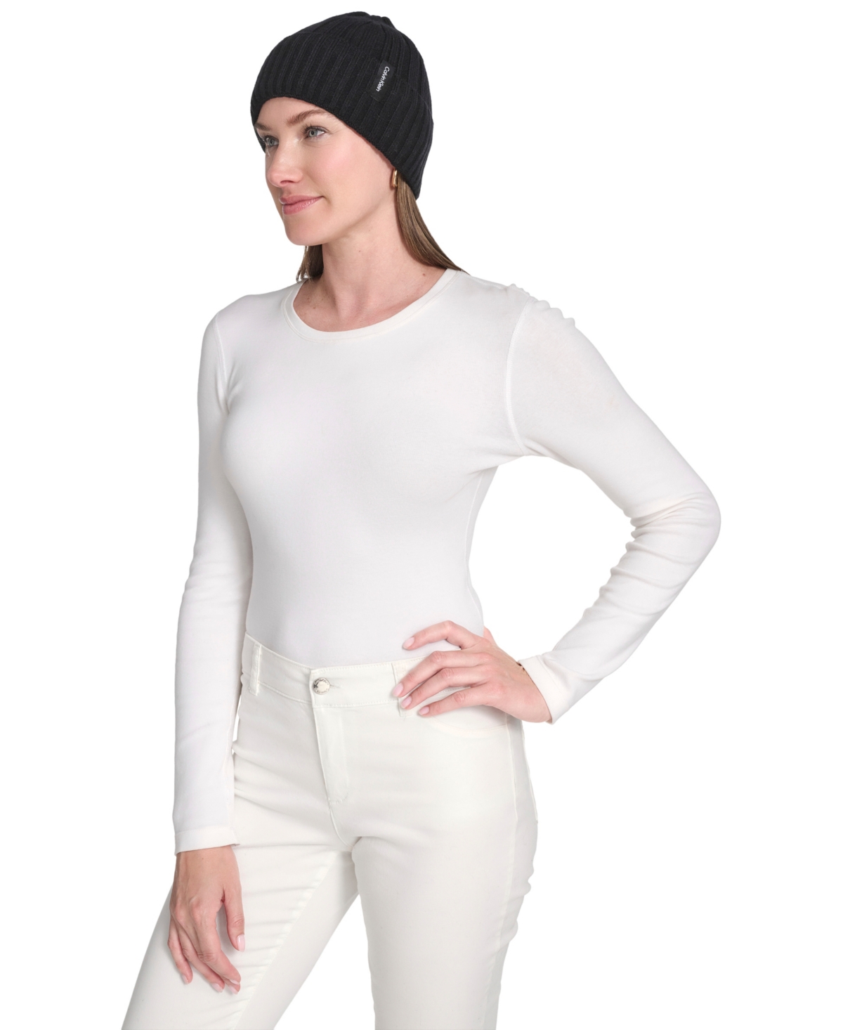Calvin Klein Variegated Rib Beanie In Blue