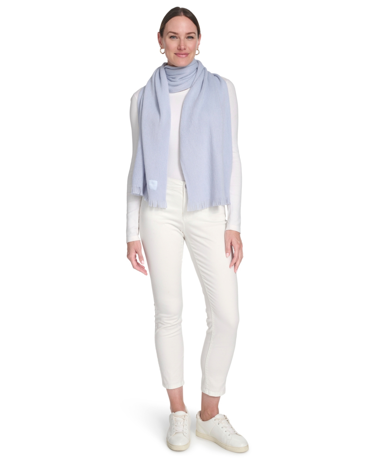 Calvin Klein Super Soft Fringe Detail Scarf In Blue