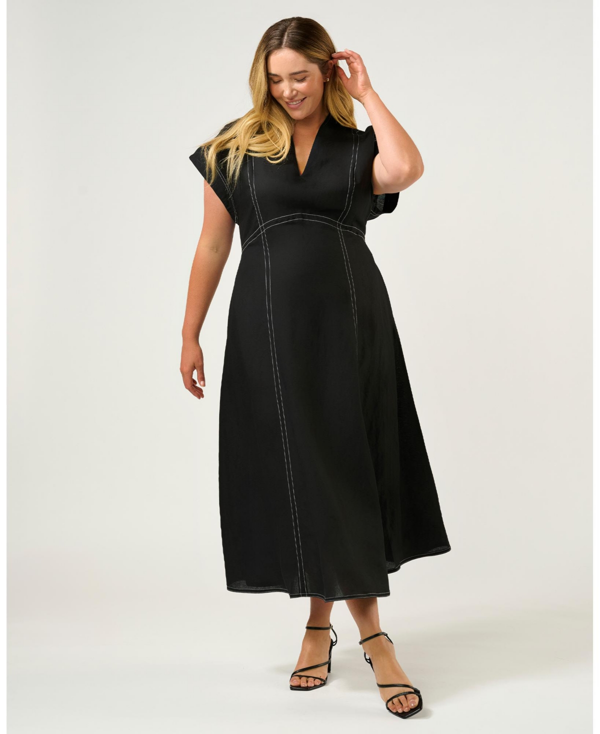 Estelle Plus Arden Contrast Stitch Dress