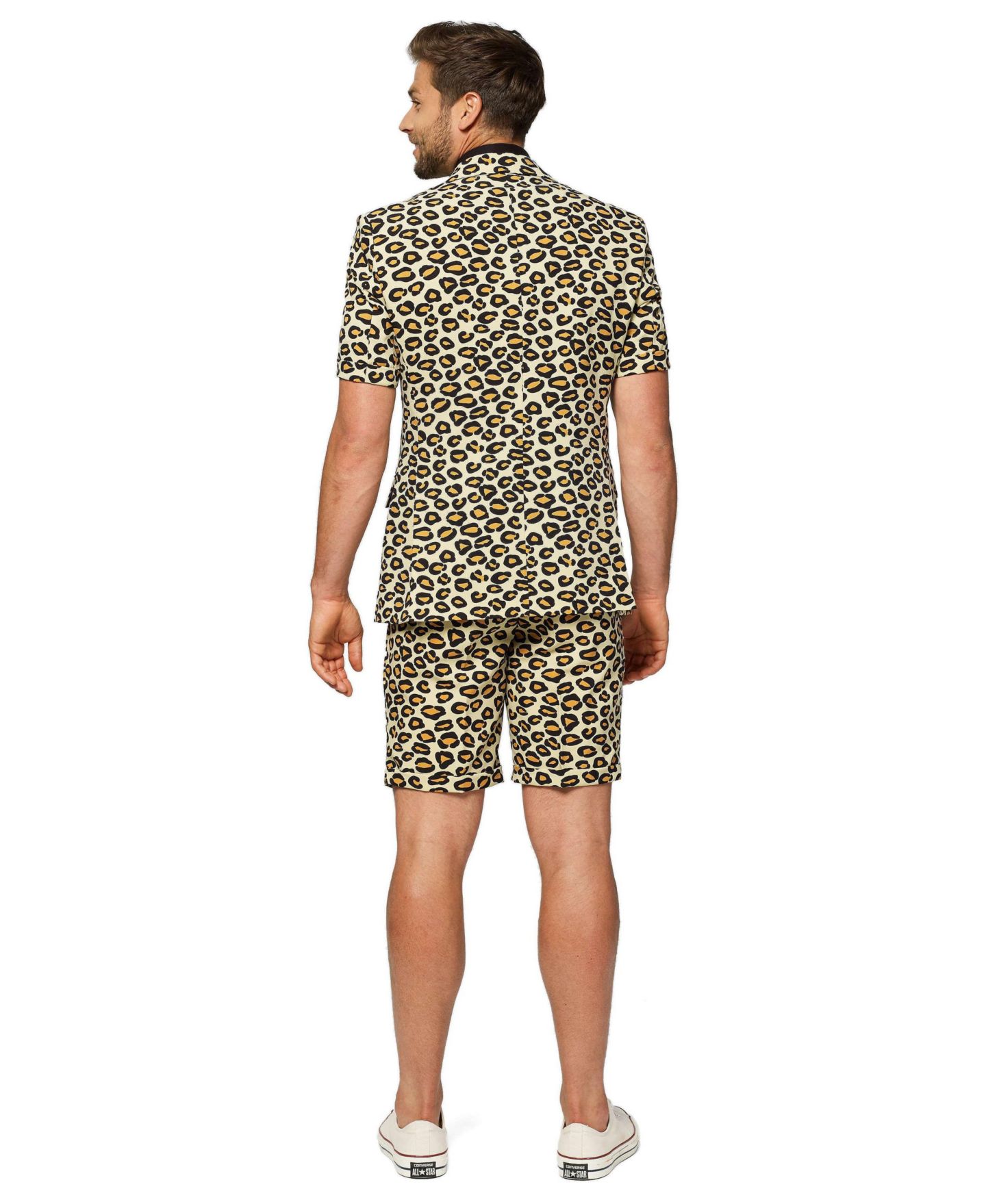Мужские шорты OppoSuits Summer Suit Animal Print Outfit Slim Fit Includes Short Sleeved Blazer Shorts and Tie, цвет: Бежевый — фото 3
