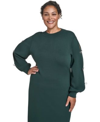 Plus Size Bow Sleeve Sweater Dress