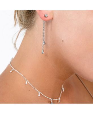 Removale Double Drop Earrings with White Topaz