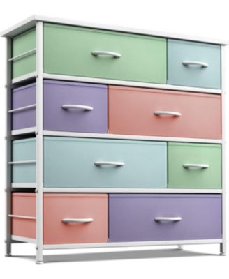 Dresser with 8 Drawers - Storage Chest Organizer with Steel Frame, Wood Top, Handles, Fabric Bins