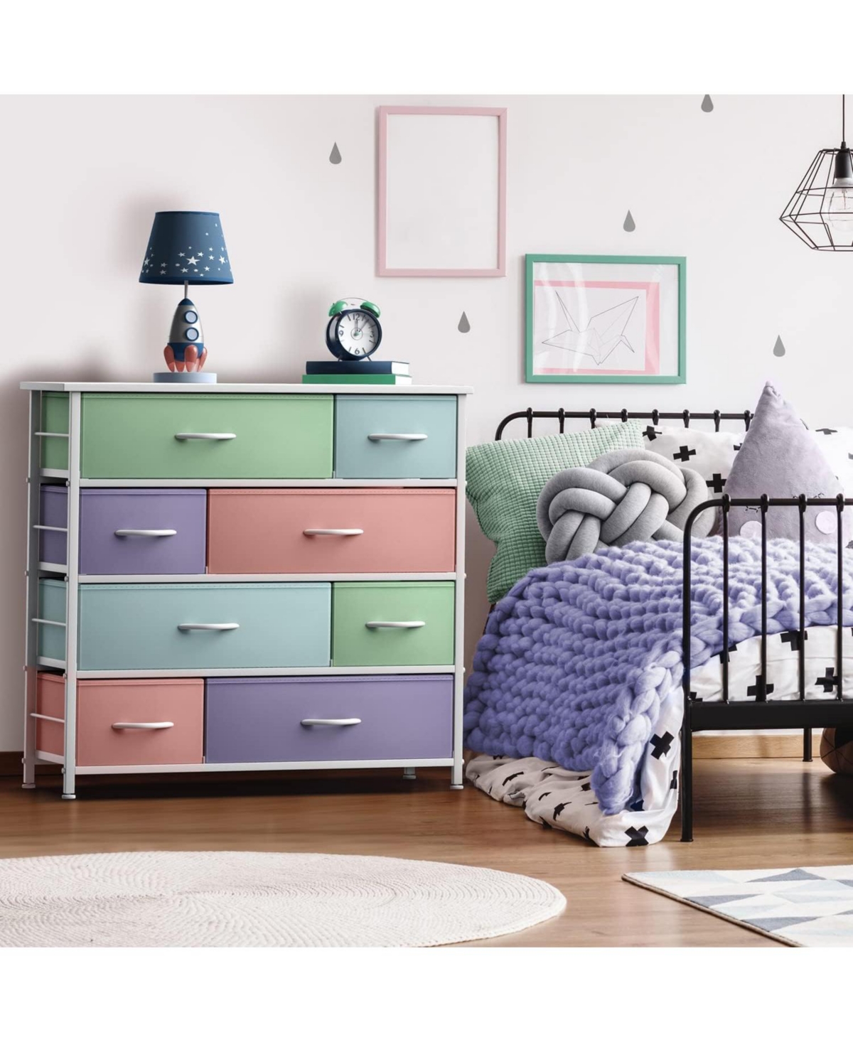 Sorbus Dresser with 8 Drawers - Storage Chest Organizer Steel Frame, Wood Top, Handles, Fabric Bins