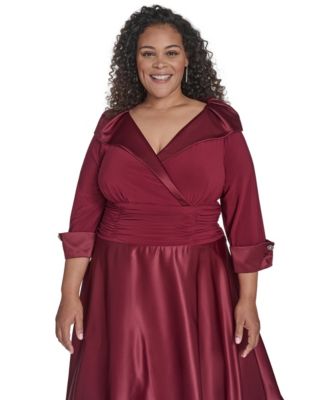 Plus Size Rhinestone Cuff Sleeve Midi Dress